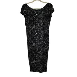 H&M Splatter Paint Black and White Scoop Back Dress Size Medium